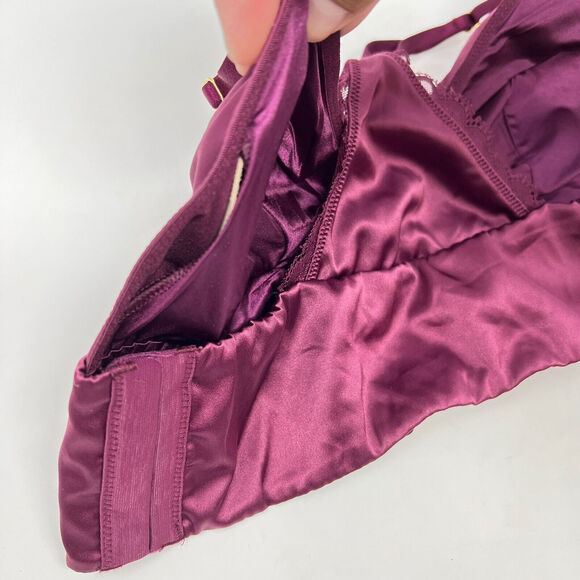 Savage X Fenty Purple Satin Racerback Bralette Women’s 32 A - Picture 3 of 6